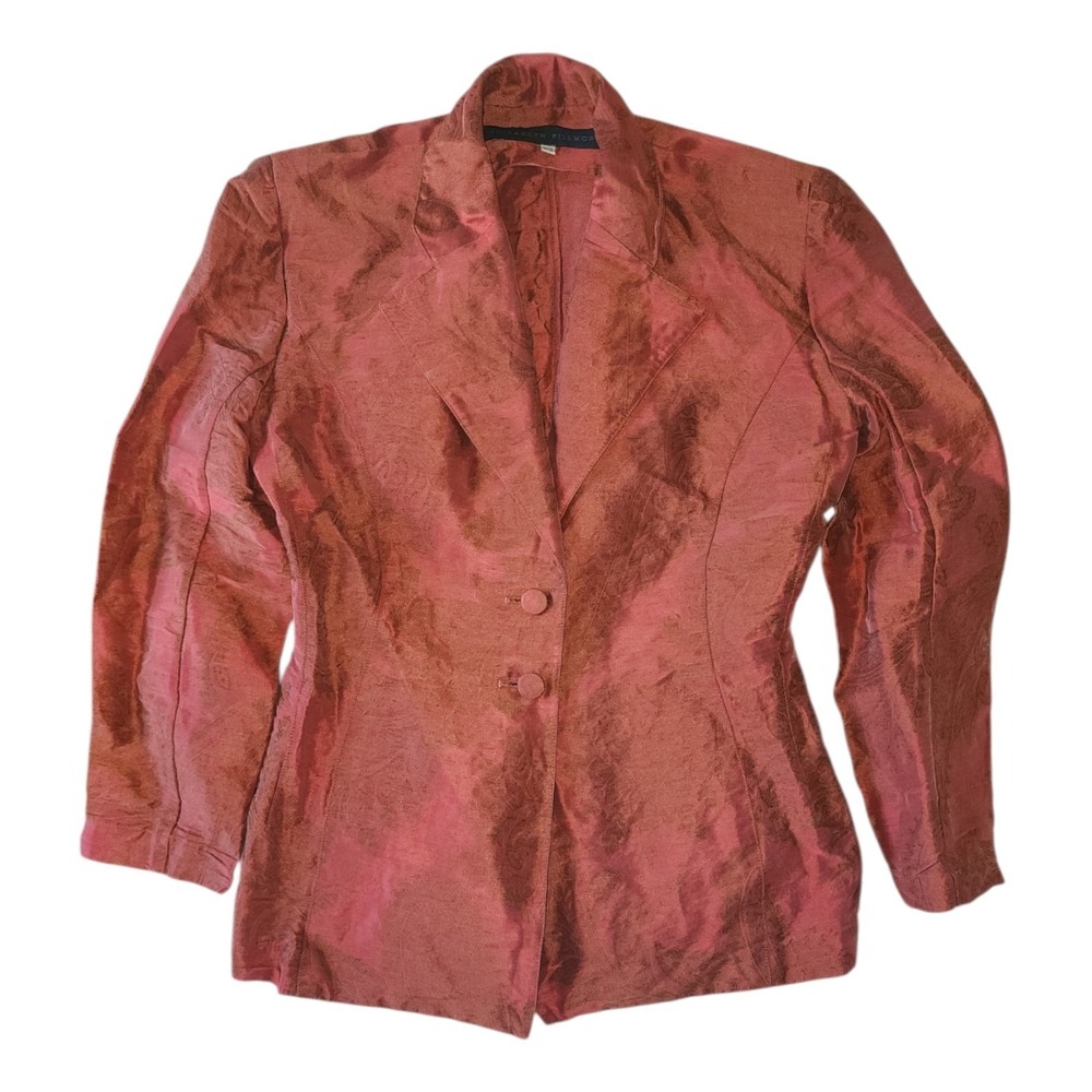 Elizabeth Fillmore Blazer Jacket Womens Size XS Linen Silk Pink Floral Paisley